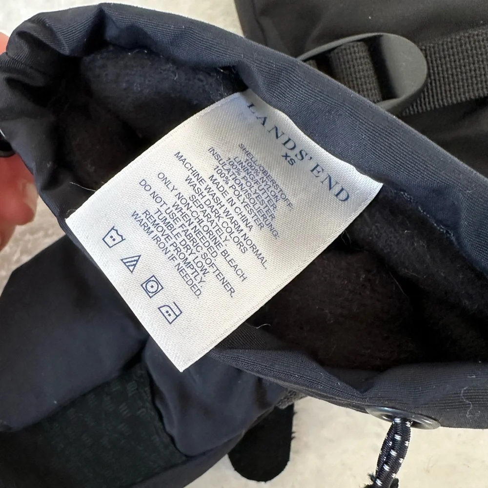 Lands End Kids Black Winter Mittens
